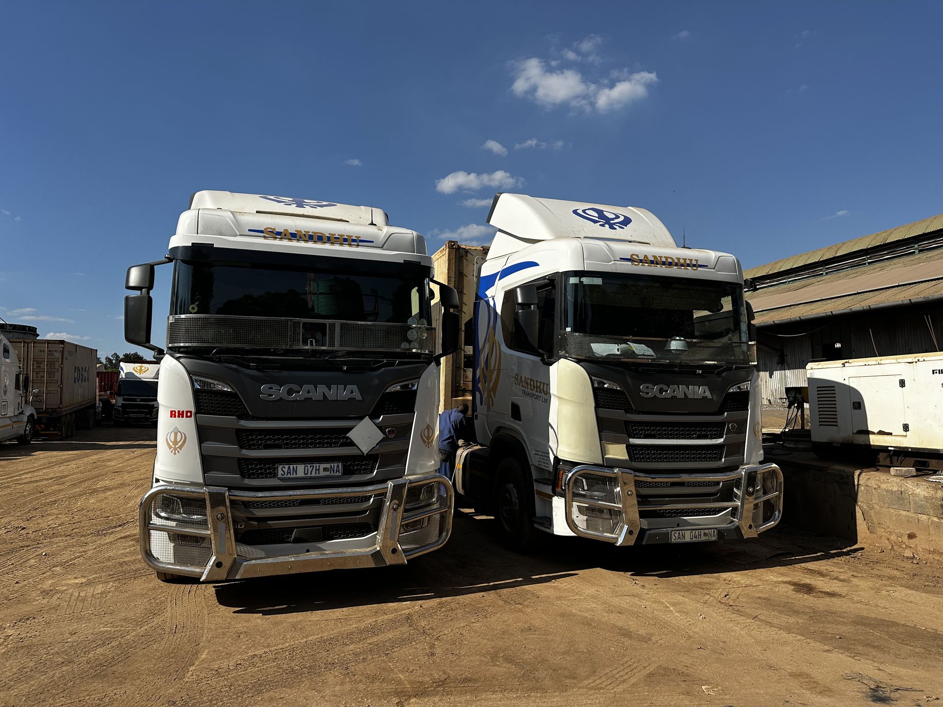 Two Sandhu Transport Scania trucks
